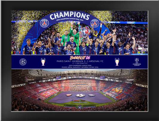 UEFA 2026 Champions League Final - Budapest, Hungary - 8x6 Tempered Glass Celebration Montage