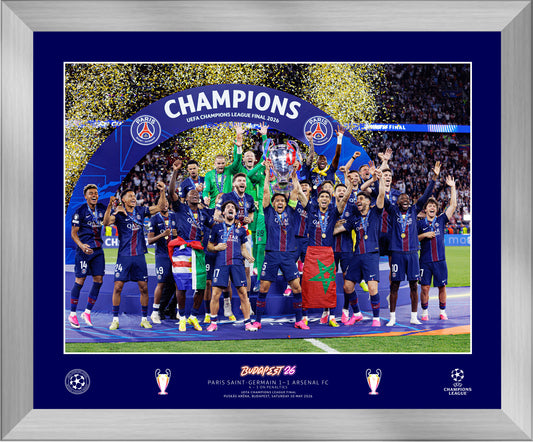 UEFA 2026 Champions League Final - Budapest, Hungary - 20x16 Winners Framed Cup Lift
