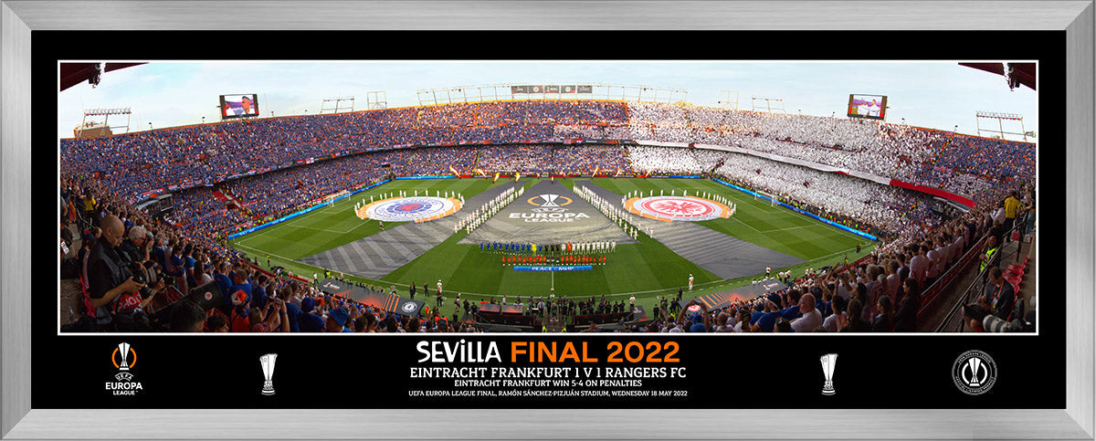 UEFA Europe League 2022 Panoramic Final Line Up Framed Print - 30"