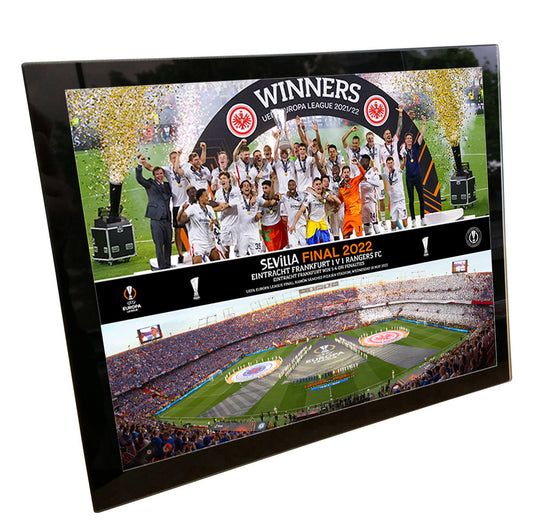UEFA Europa League 2022 Final Winners Montage Print - Tempered Framed Glass - 8 x 6