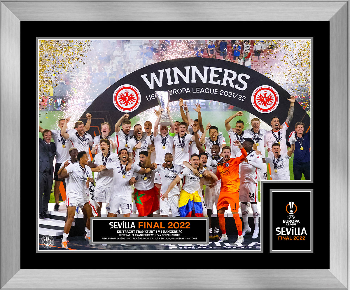 UEFA Europa League 2022 Final Winners Cup Lift Framed Print - 20 x 16