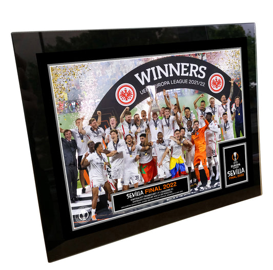 UEFA Europa League 2022 Final Winners Cup Lift Print - Tempered Framed Glass - 8 x 6