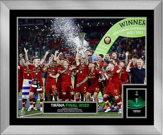 UEFA Europa Conference League 2022 Final Winners Cup Lift Framed Print - 20 x 16