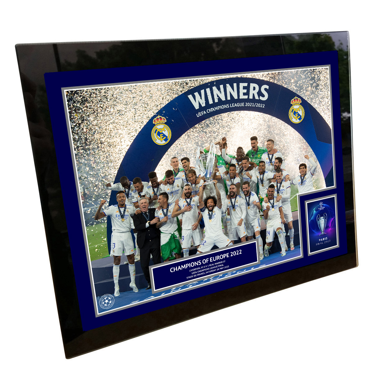 UEFA Champions League 2022 Final Winners Cup Lift Print - Tempered Framed Glass - 8 x 6