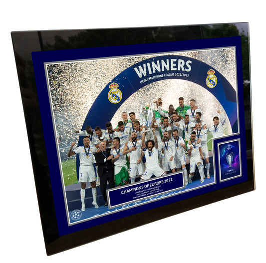 UEFA Champions League 2022 Final Winners Cup Lift Print - Tempered Framed Glass - 8 x 6