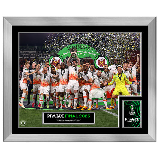 UEFA Europa Conference League 2023 Final Winners Cup Lift Framed Print - 20 x 16