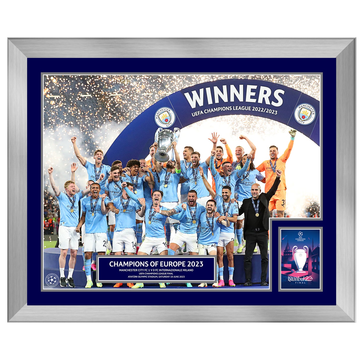 UEFA Champions League 2023 Final Winners Cup Lift Framed Print - 20 x 16