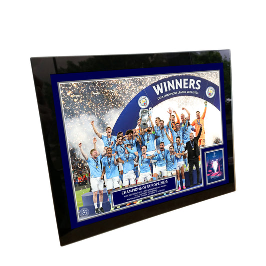 UEFA Champions League 2023 Final Winners Cup Lift Print - Tempered Framed Glass - 8 x 6