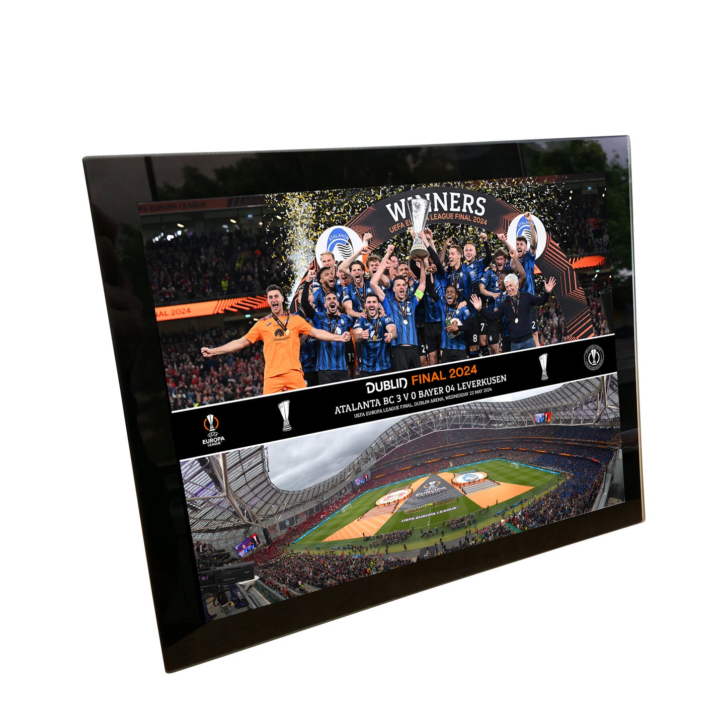 UEFA Europa League 2024 Final Winners Montage Print - Tempered Framed Glass - 8 x 6