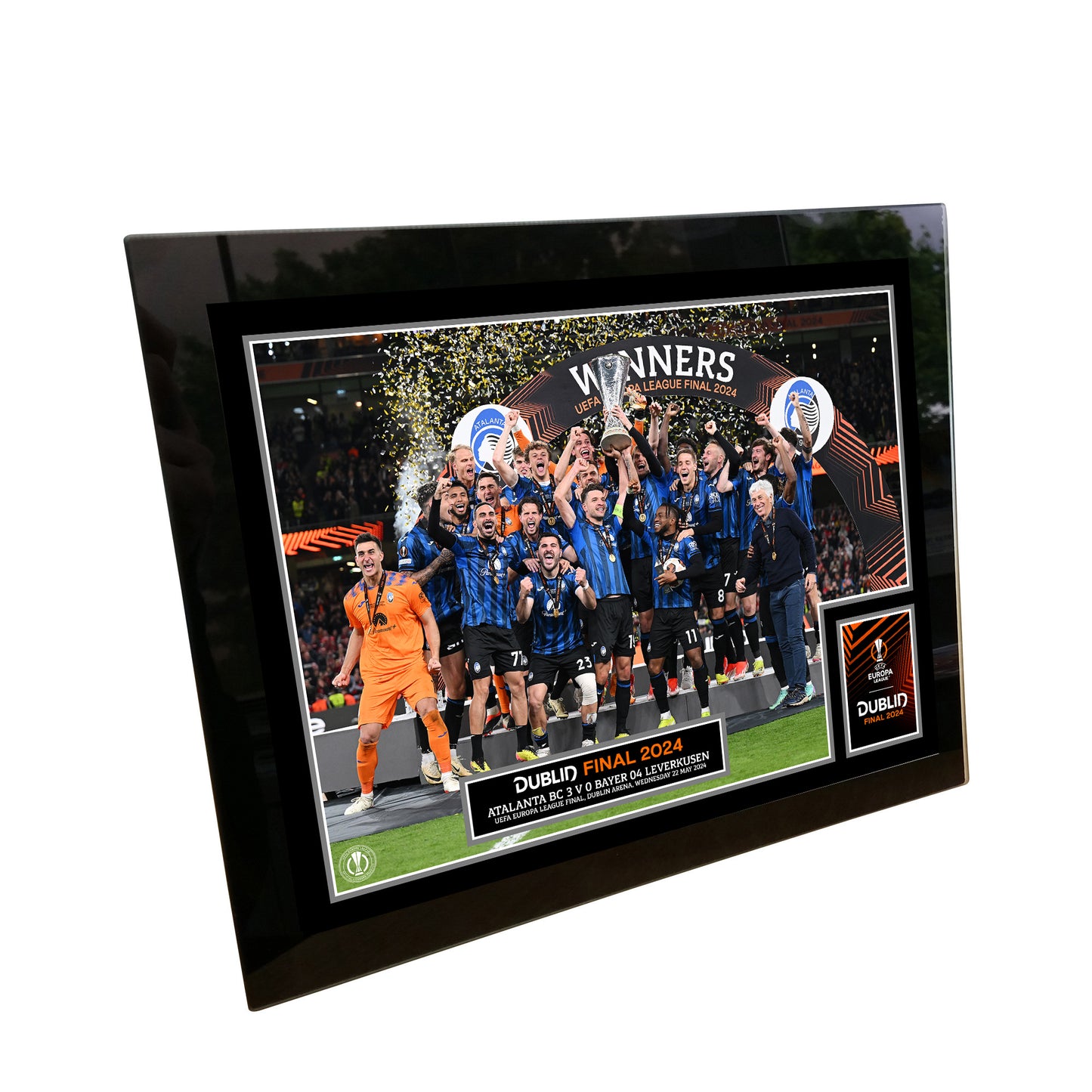 UEFA Europa League 2024 Final Winners Cup Lift Print - Tempered Framed Glass - 8 x 6