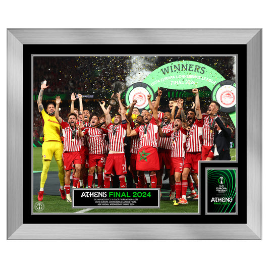 UEFA Europa Conference League 2024 Final Winners Cup Lift Framed Print - 20 x 16
