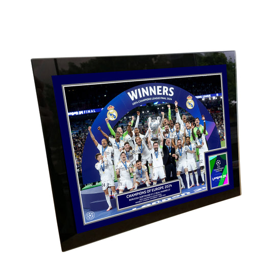 UEFA Champions League 2024 Final Winners Cup Lift Print - Tempered Framed Glass - 8 x 6