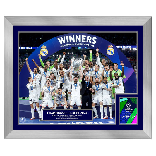 UEFA Champions League 2024 Final Winners Cup Lift Framed Print - 20 x 16