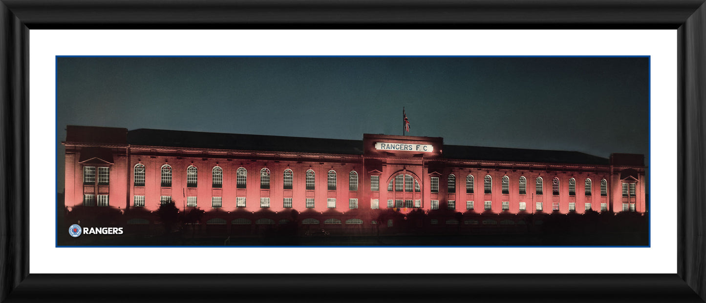30x11" Ibrox Exterior Panoramic Framed Print