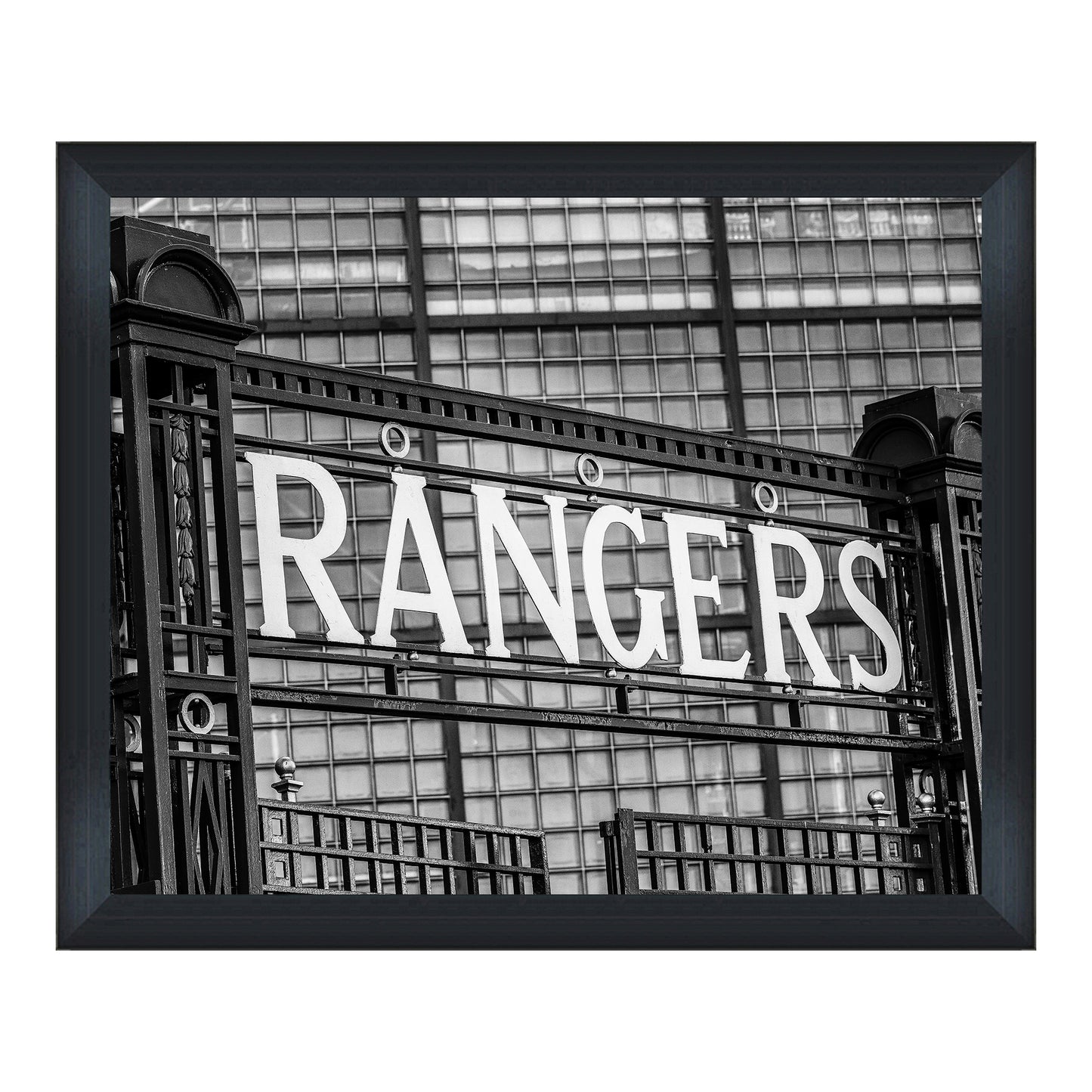 Best Seller Ibrox "Rangers Gate" 20x16 Black and White Framed Print