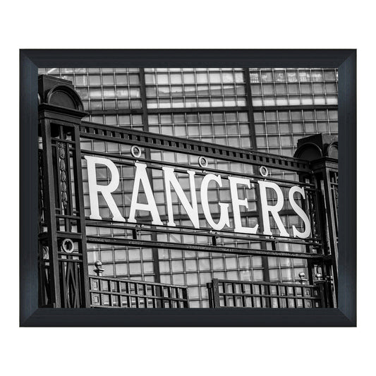 Best Seller Ibrox "Rangers Gate" 20x16 Black and White Framed Print