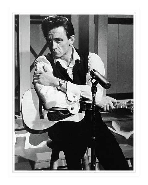 Johnny Cash with Acoustic Guitar 1966 Framed Portrait Print
