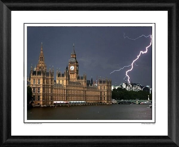 Lightning Strikes Houses Of Parliament Framed Photographic Print