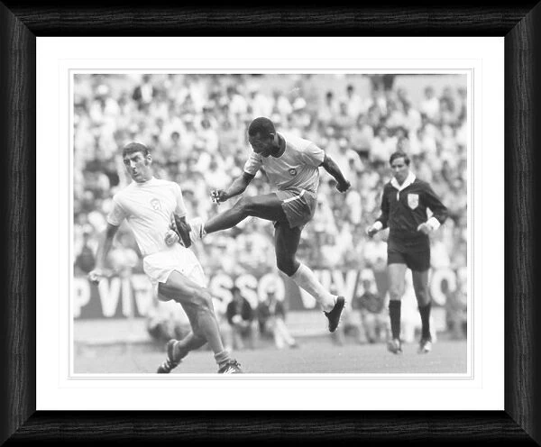 Pele Shoots During 1970 World Cup in Mexico Framed Print