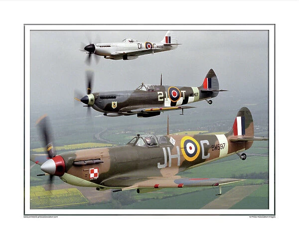 Spitfire Mk VB, Mk IXE, & XIVE Framed Photographic Print