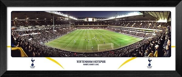 Tottenham Hotspur FC White Hart Lane Match Night Behind Goal Framed Panoramic Print