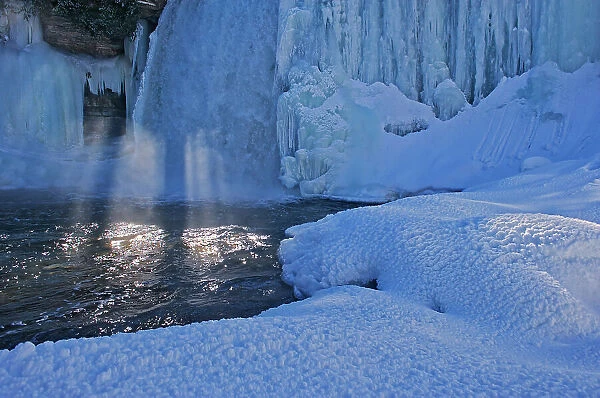 Bridal Veil Falls in winter. Manitoulin Island. Kagawong, Ontario, Canada