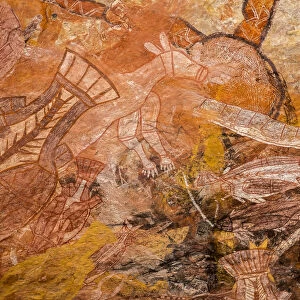 Aboriginal rock art in the main gallery on Injalak Hill, Gunbalanya, Arnhem Land