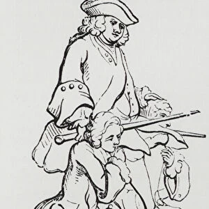 The Devil on Two sticks, satire depicting Prime Minister Robert Walpole being carried across a swamp by his supporters in Parliament, 1741 (engraving)