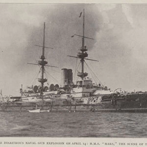 The Disastrous Naval Gun Explosion on 14 April, HMS "Mars, "the Scene of the Accident (b / w photo)