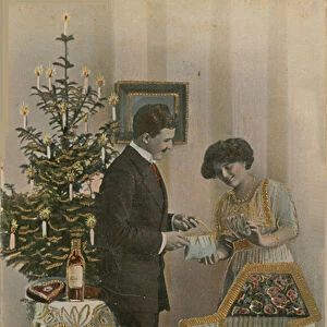 Happy Christmas postcard sent in 1913 (hand-coloured photo)