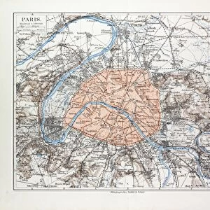 Map of Paris, France, 1899