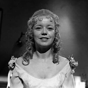 23 years old Angharad Rees on the set of "Hands of the Ripper"