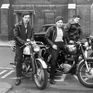 Teenagers Mods on motor bikes. Circa 1964
